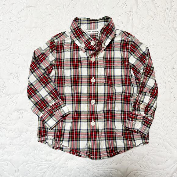 Janie And Jack Plaid Button Up Shirt 6-12m - Picture 2 of 5